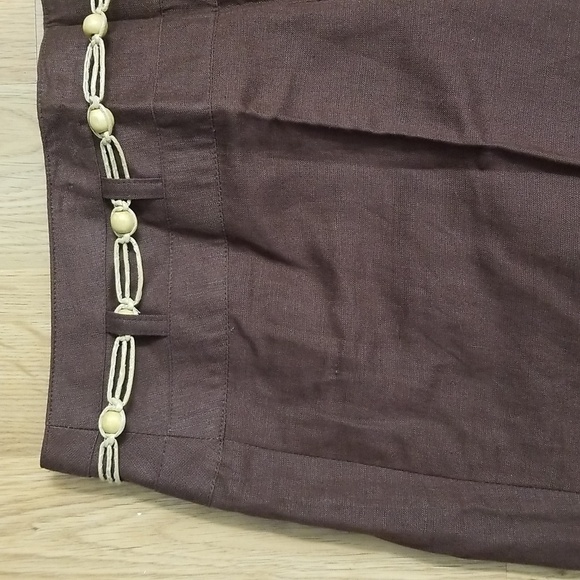 Leslie Fay Linen Crop Pants Wide Leg Belt Summer Womens 14 - Picture 3 of 8